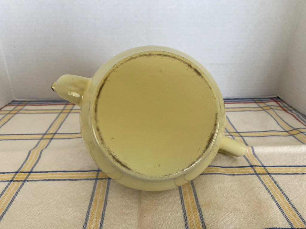 Vintage Yellow Enamelware Tea Pot With Hinged Lid