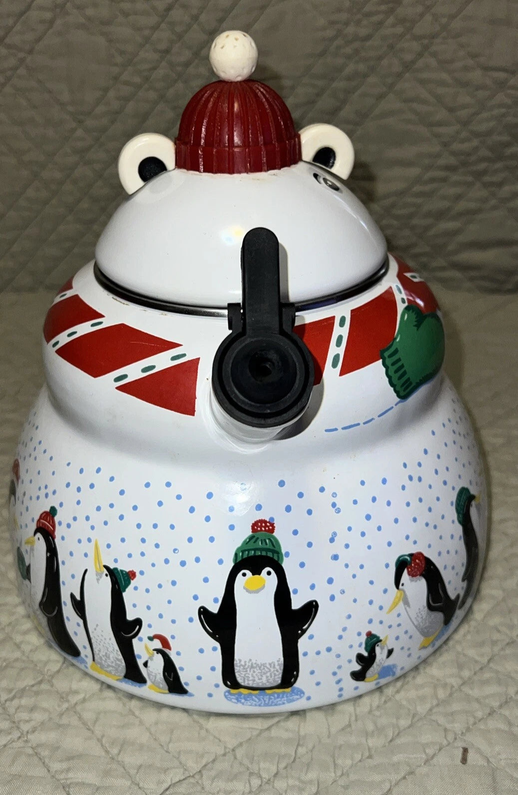 Polar Bear & Penguin 3 Qt Porcelain Enamel Roschko Teapot