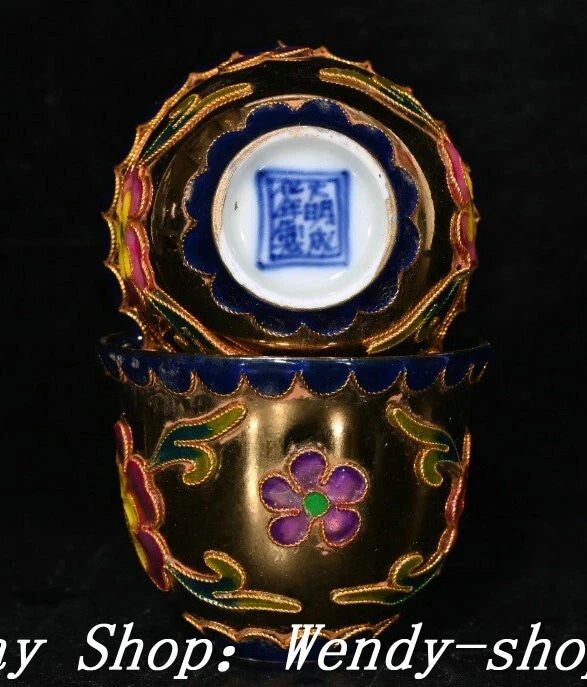 DaMing Chenghua Cloisonne Enamel Wucai Porcelain Dragon Teapot Cup Plate Set