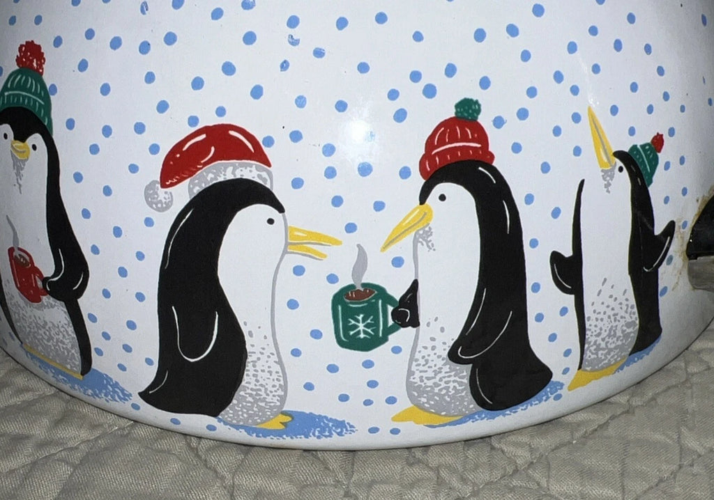 Polar Bear & Penguin 3 Qt Porcelain Enamel Roschko Teapot