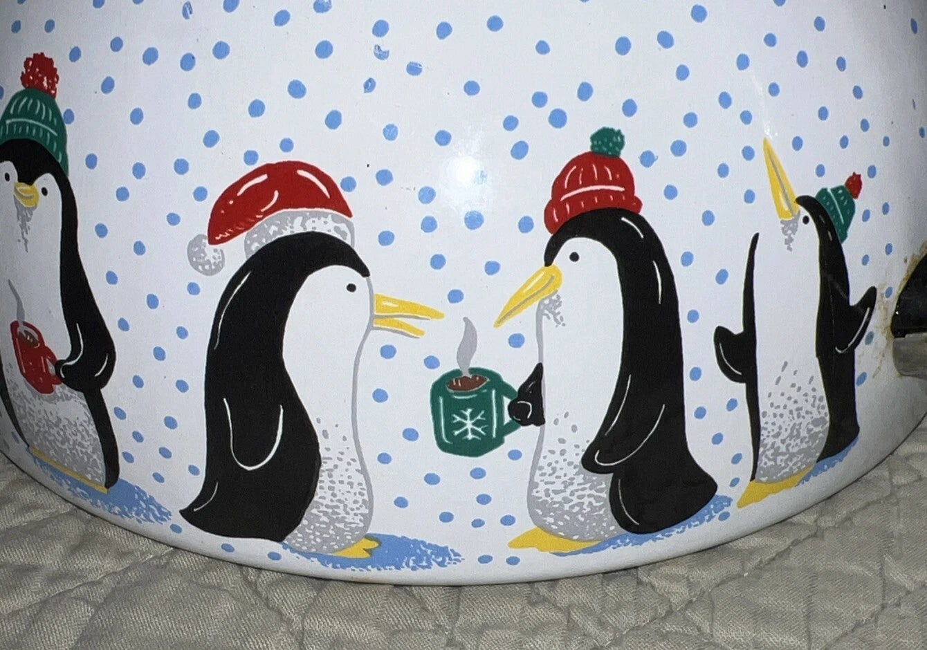 Polar Bear & Penguin 3 Qt Porcelain Enamel Roschko Teapot