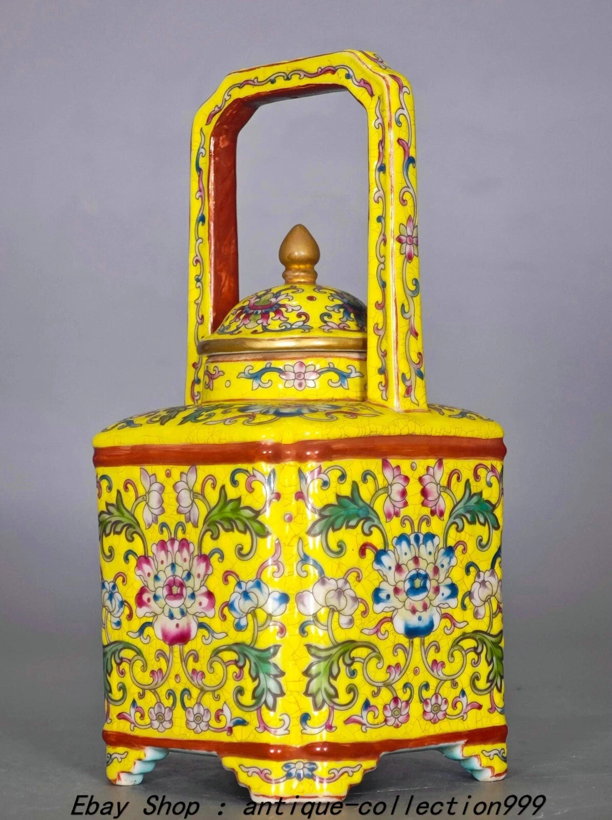 7.2" Yongzheng Enamel Colour Porcelain Gilt Flower Pattern Wine Tea Pot Flagon