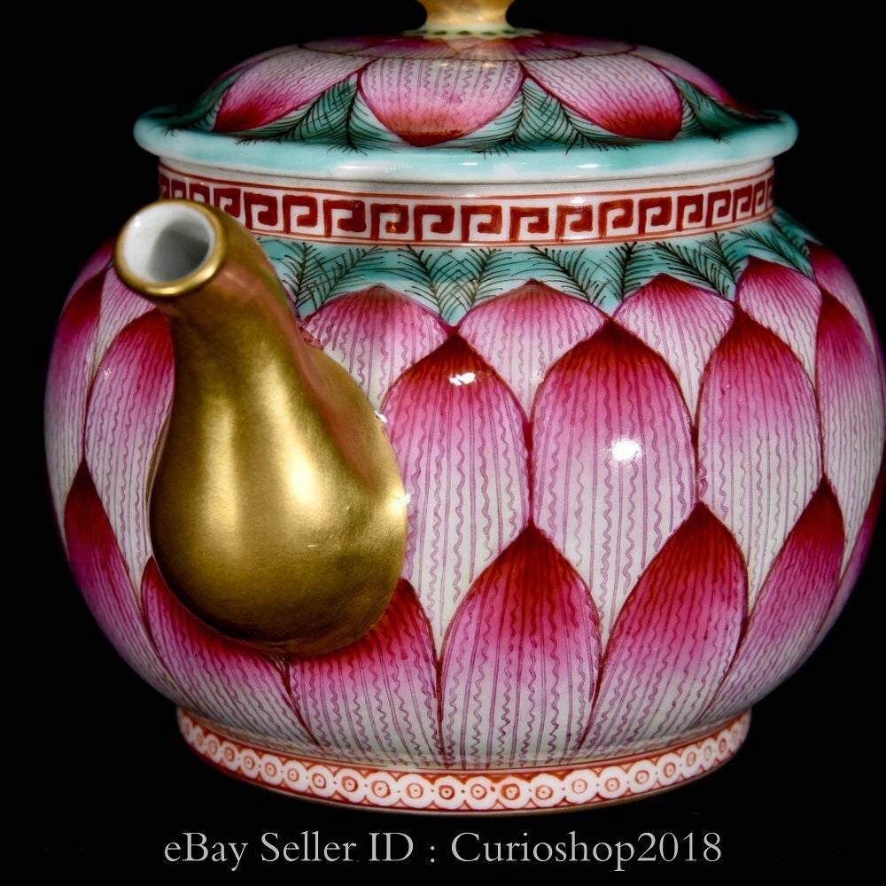 6.4" Qing Qianlong Marked Enamel Colour Porcelain Lotus Wine Tea Pot Flagon