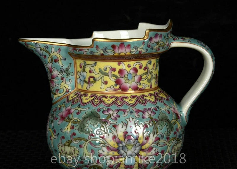 4.8" Old Chinese Yongzheng Marked Colour Enamel Porcelain Flower Mock Teapot Pot