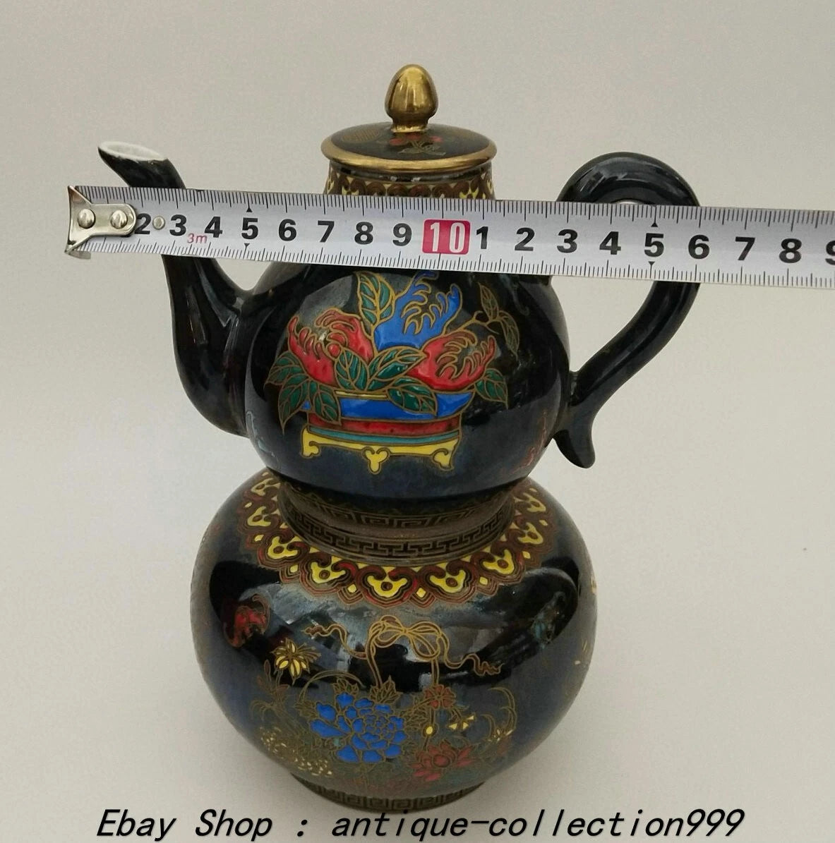 8.6" Qianlong Dynasty Enamel Colour Porcelain Gilt Flower Wine Tea Pot Flagon