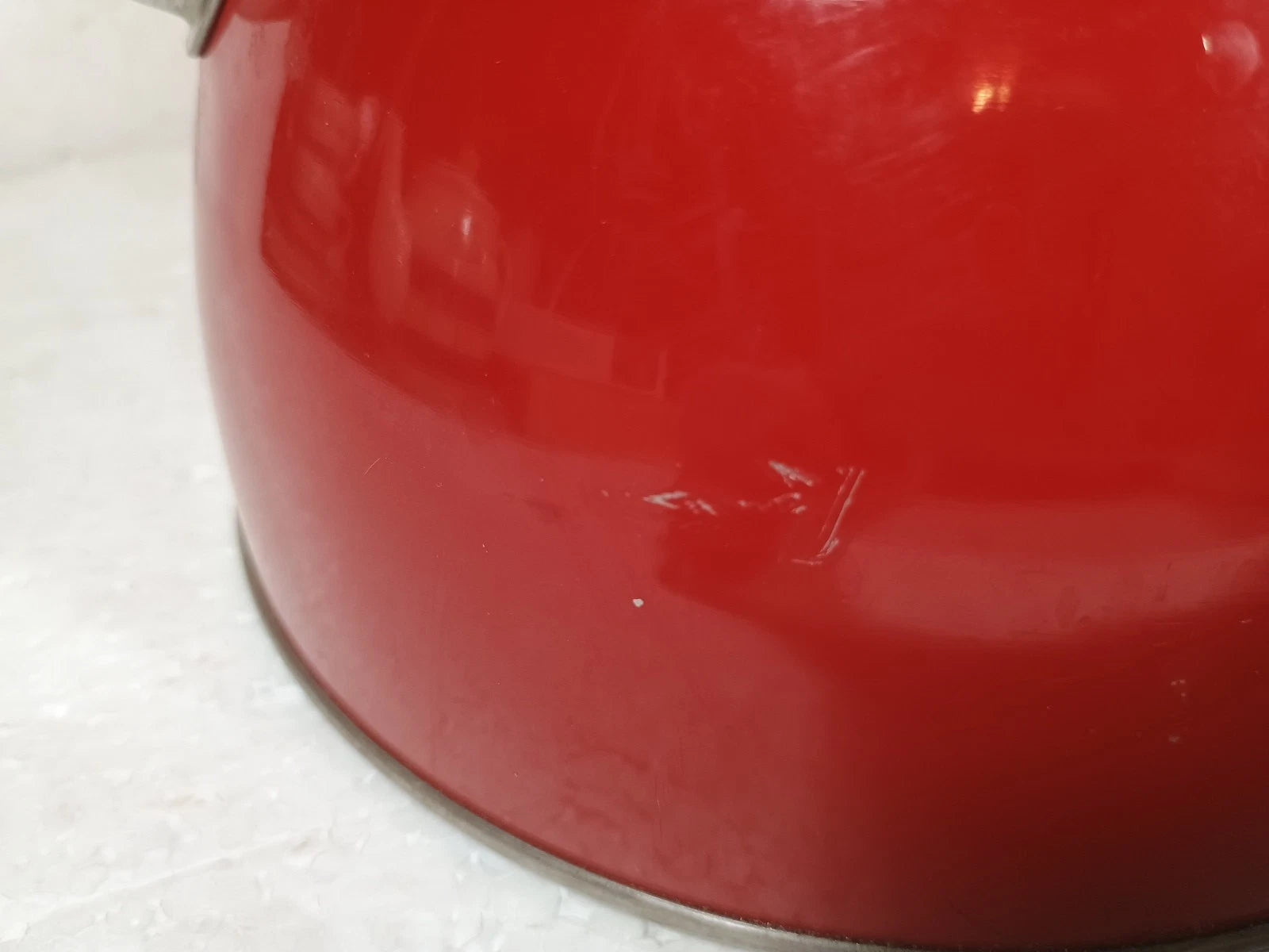 Copco 0314 Red Enamel Over Stainless Steel 8 Cup Whistling Tea Pot