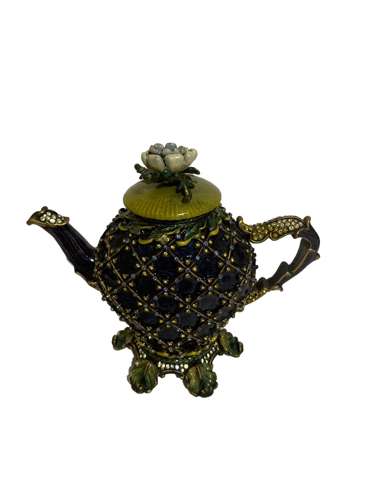 Jay Strongwater Enamel & Swarovski Crystals Lewis Carroll Inspired Teapot Clock