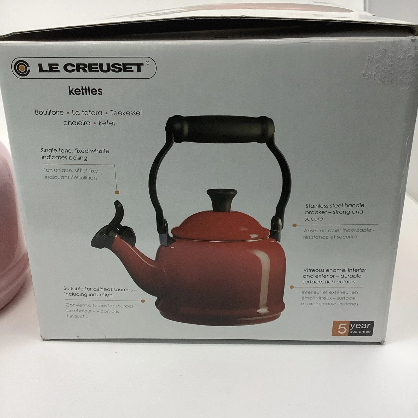 Le Creuset Pink Enamel Whistling Tea Kettle 1.25 Quart