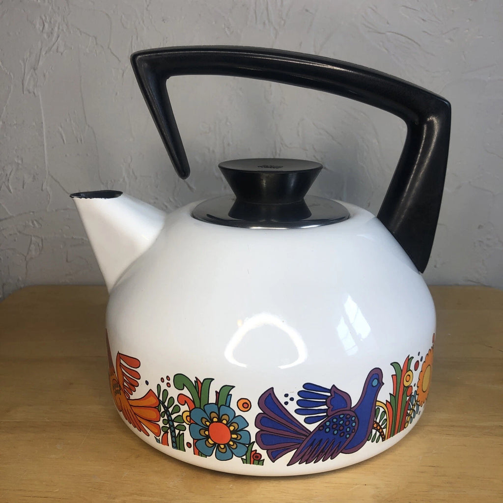 Vintage MCM Villeroy & Boch ACAPULCO Enamel Kettle Stove Top RETRO Teapot