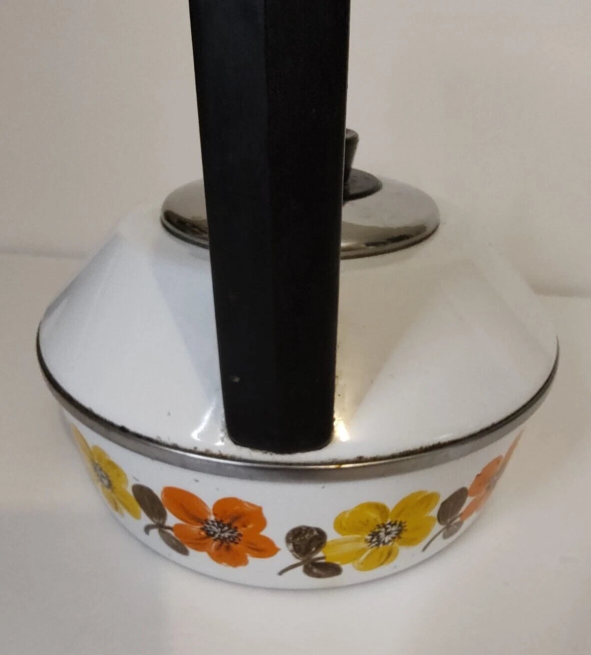 Austria Email Primavera Enamel Whistling Tea Kettle Retro Floral Vintage