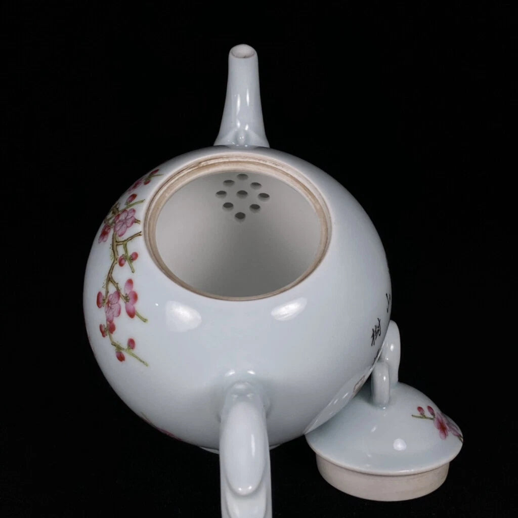 Chinese Enamel Colour Porcelain HandPainted Exquisite Flower&Bird Teapot 24729