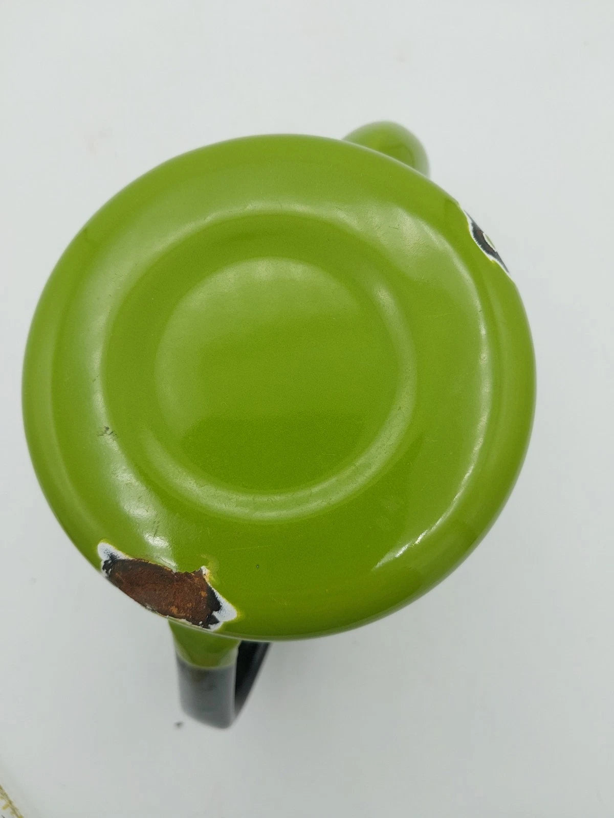 Vintage Mid Century Green Enamel Small Coffee pot with no lid