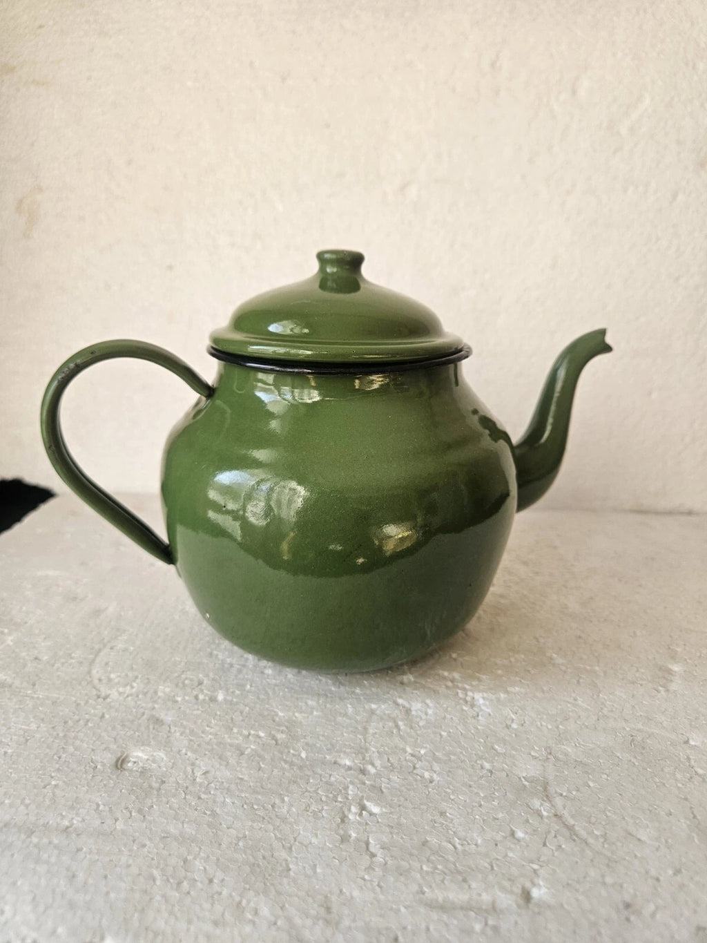 RRR RARE Vintage  Green Enamelware Teapot 1958
