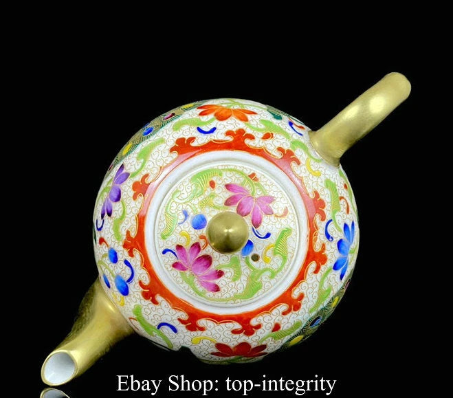 5" Marked Old China Enamel Porcelain Gilt Phoenix Peacock Teapot Teakettle