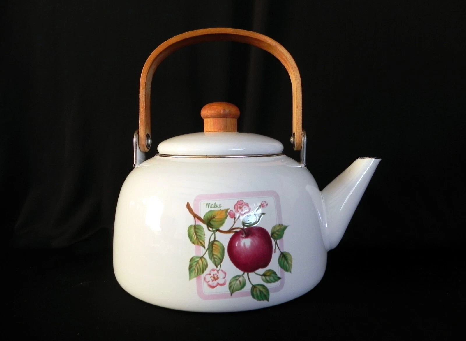 Vintage HIMARK Kitchen Concepts MALUS APPLES Enameled Tea Kettle Pot