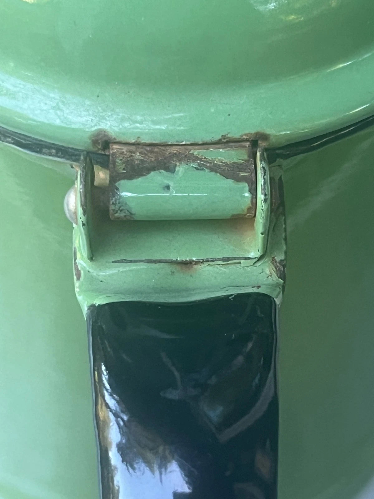 Vintage Jadeite Green Enamel Coffee Tea Pot Cowboy Camping Lid - Heavy