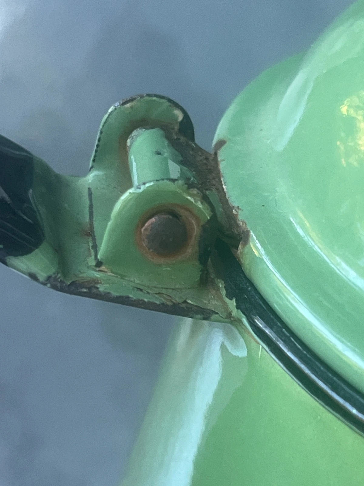 Vintage Jadeite Green Enamel Coffee Tea Pot Cowboy Camping Lid - Heavy