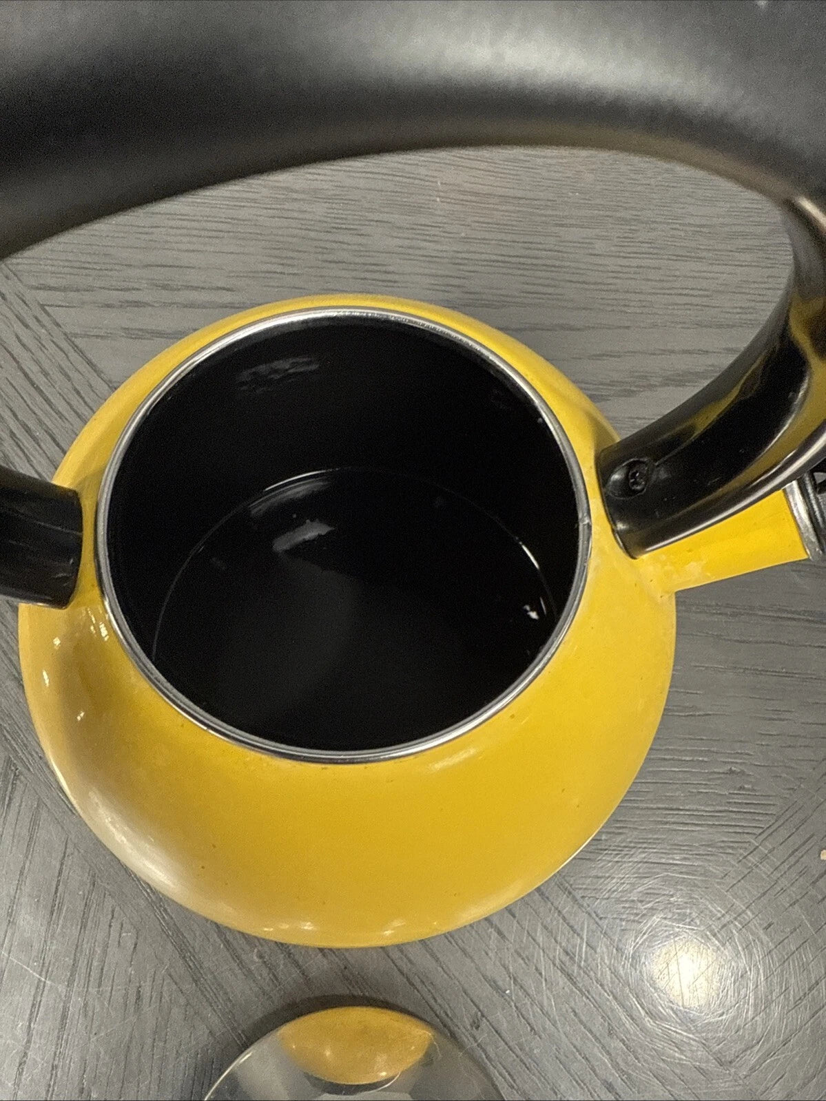 Copco Tea Kettle Pot Small Mini Yellow Enamel Whistling 1 Quart Used Clean