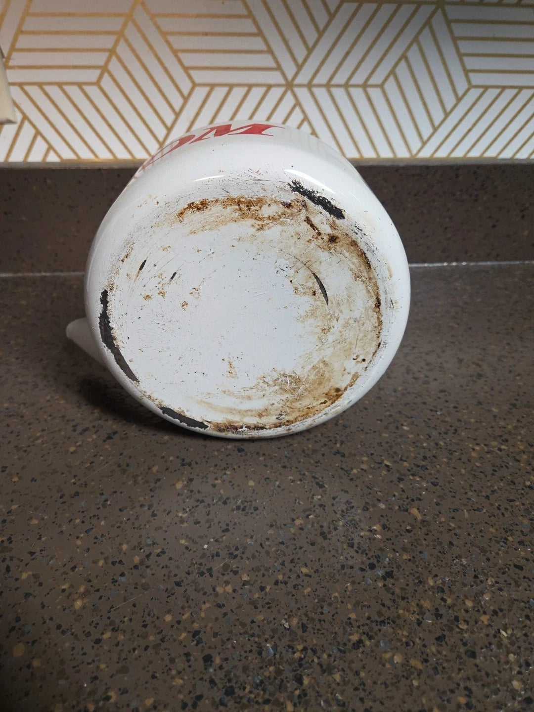 Vintage Enamelware White Teapot Tea Kettle MOM 70's