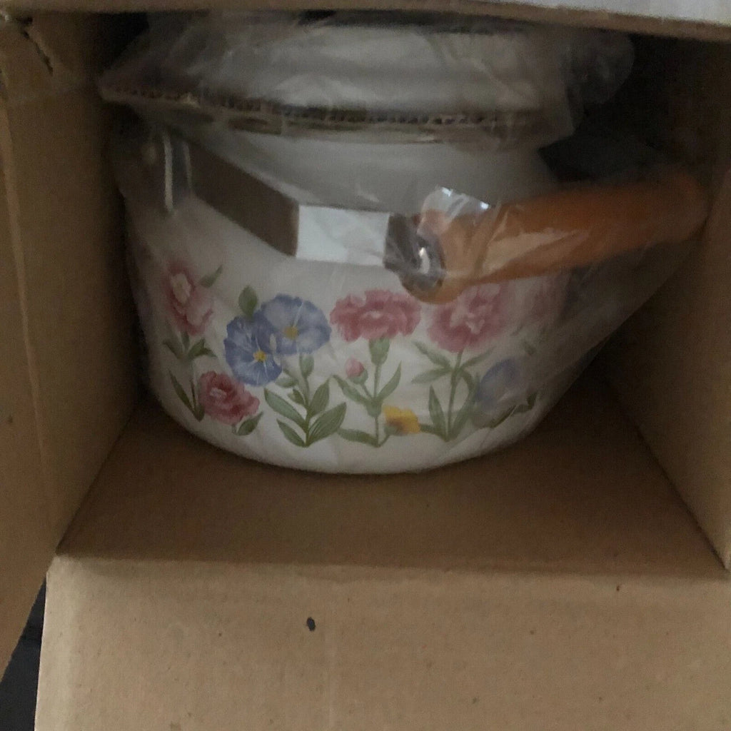 Carnations 3 Qt Flower Stencil Tea Kettle Porcelain Enamel On Steel READ BELOW