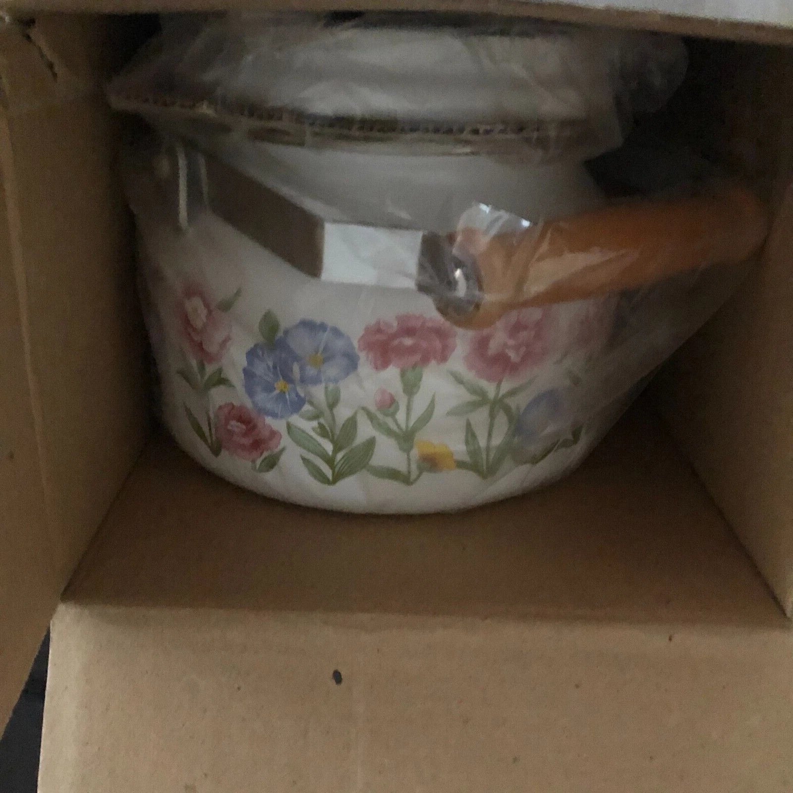 Carnations 3 Qt Flower Stencil Tea Kettle Porcelain Enamel On Steel READ BELOW