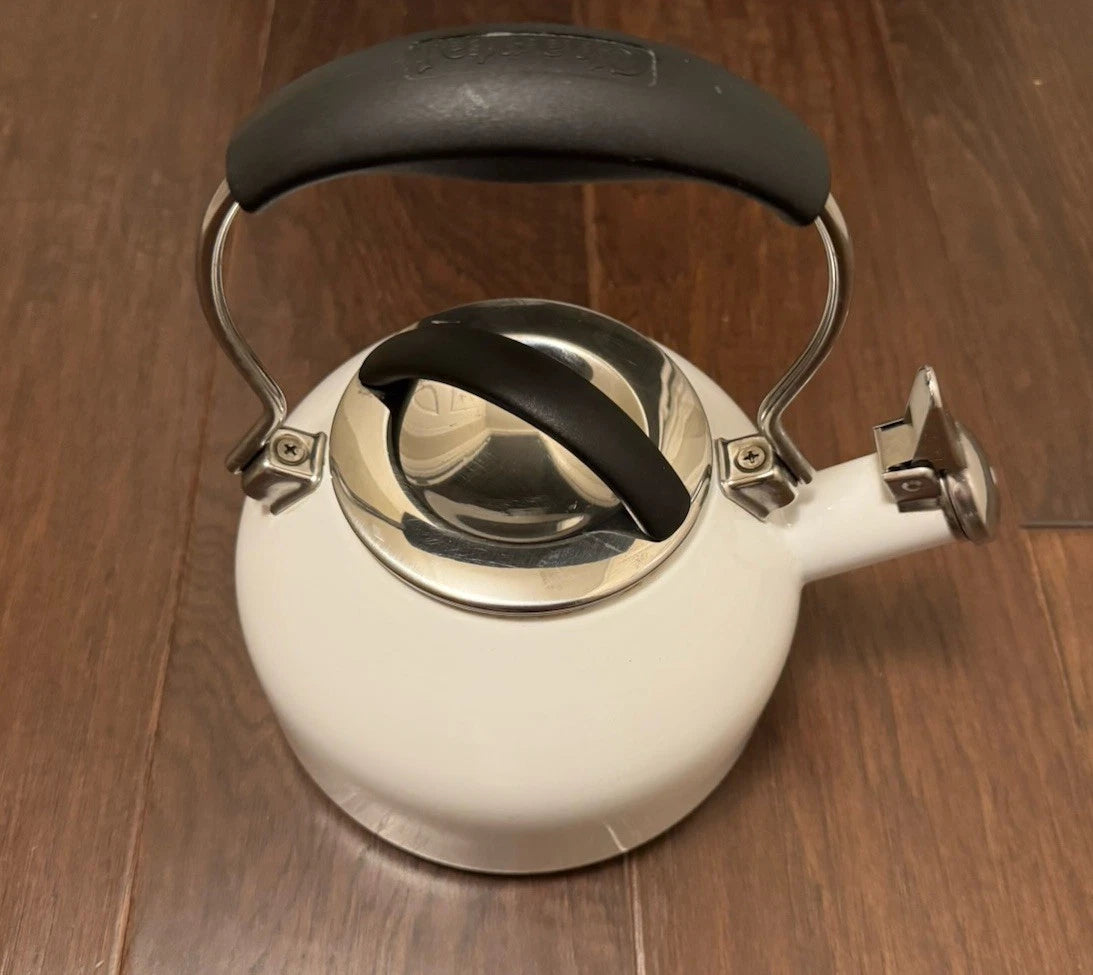 Chantal Landmark Whistling Tea Kettle Teapot White Enamel