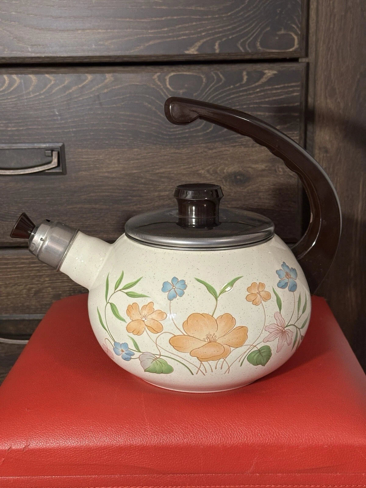 Vintage Large Teapot, Flowers,