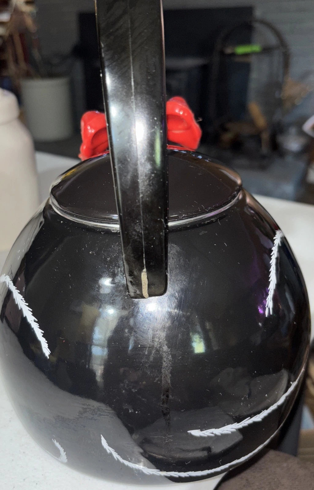 Vintage 1995 Via Ancona Metal Whistling Cat Teapot With Bell Collar and Red Bow