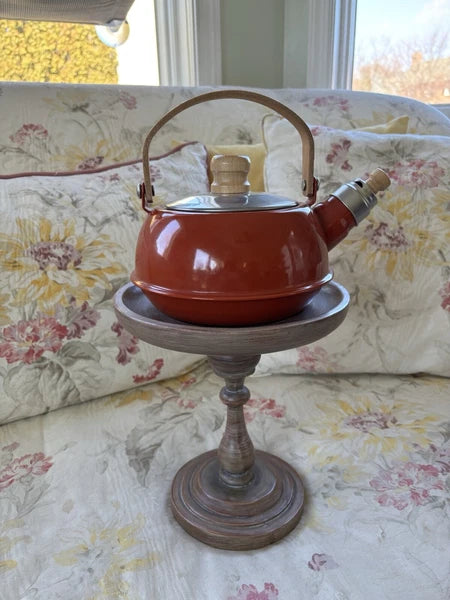 Kamenstein Enamel  Tea Kettle Wood Handle & Stopper