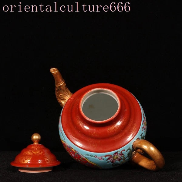 China Dynasty cloisonne enamel porcelain gilt flowers Pattern Tea makers Tea Pot