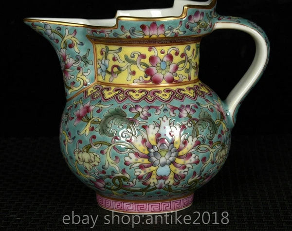 4.8" Old Chinese Yongzheng Marked Colour Enamel Porcelain Flower Mock Teapot Pot