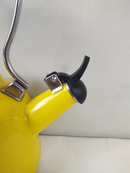Chantal Yellow Enamel With Stainless Steel Whistling Tea Kettle Teapot Kitchen