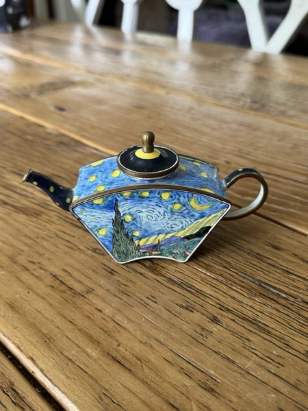 Kelvin Chen Enamel Miniature Teapot Pot Collection, Starry Night 2001 - Numbered