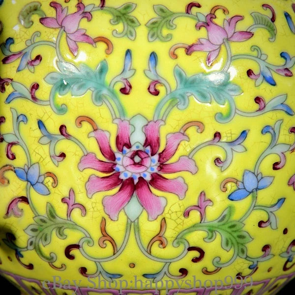 6.8" Old China Yongzheng Marked Enamel Porcelain Entwined Flower Pattern Teapot