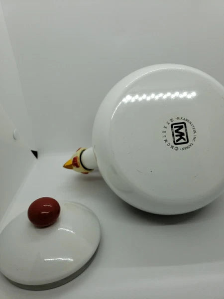 M. Kamenstein, Inc 1986 Enamel Rooster/Chicken Teapot Tea Kettle