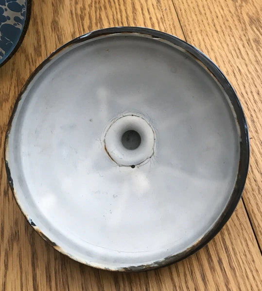 Vintage Antique Blue White Swirl Enamel Coffee Tea Pot Cowboy Kettle 11” Large
