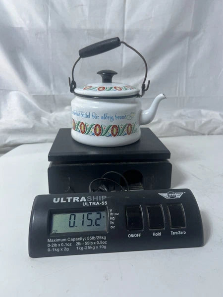 Swedish Folk ArtVINTAGE ENAMEL TEAPOT KETTLE ENAMELWARE script