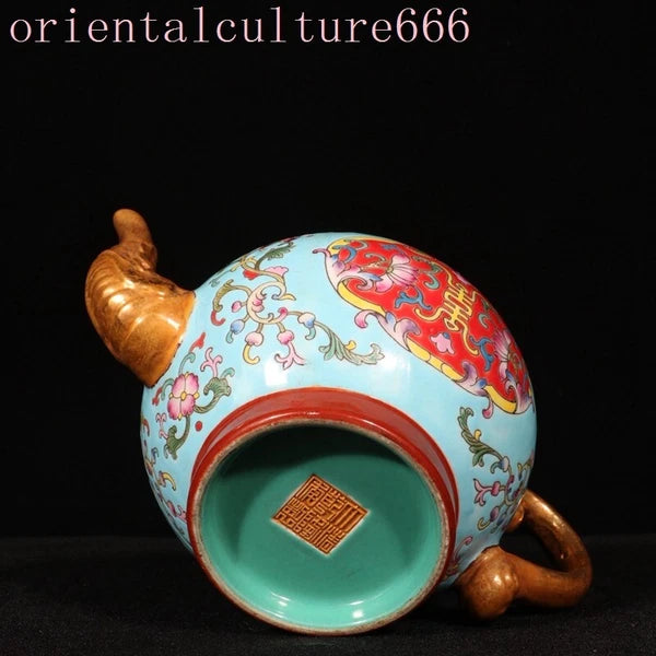 China Dynasty cloisonne enamel porcelain gilt flowers Pattern Tea makers Tea Pot