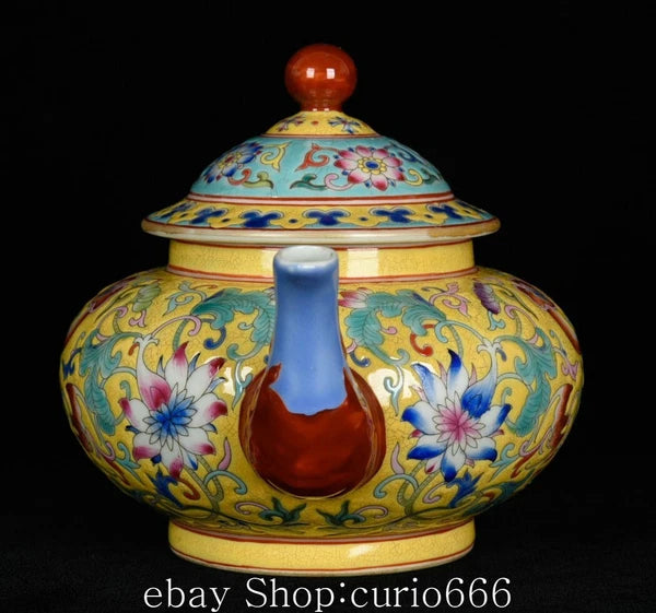 8'' Yongzheng Colour Enamel Porcelain Flower Flowers Pattern Wine Kettle Tea Pot