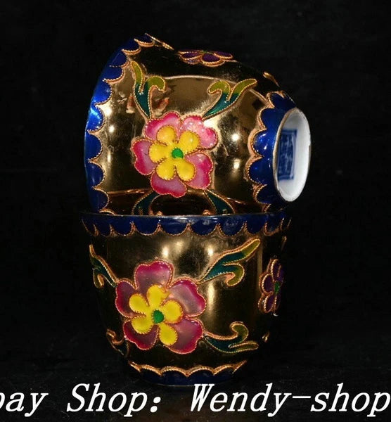DaMing Chenghua Cloisonne Enamel Wucai Porcelain Dragon Teapot Cup Plate Set