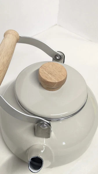 Crofton Tea Kettle Teapot Tan  Wood Handle