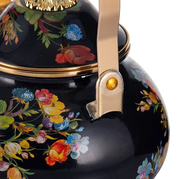 Floral Teapot with Infuser Enamel Flower Garden Perfect for  Tea & Coffee 2.5L