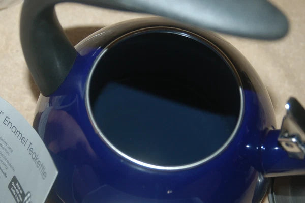 Chantal Enamel On Steel Whistling Teakettle Cobalt Navy Blue New in Open Box 2qt