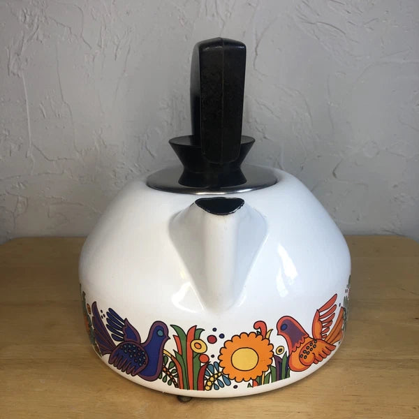 Vintage MCM Villeroy & Boch ACAPULCO Enamel Kettle Stove Top RETRO Teapot