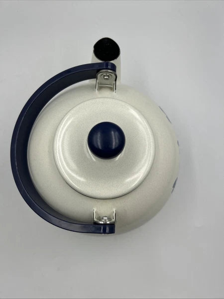 Vintage Pfaltzgraff Yorktowne Porcelain Enamel Tea Kettle with Blue Metal Handle