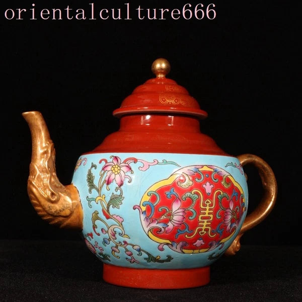 China Dynasty cloisonne enamel porcelain gilt flowers Pattern Tea makers Tea Pot