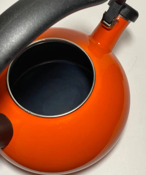 Rachael Ray Orange Enamel Whistling Tea Kettle 1.5 Quart Large Top Handle