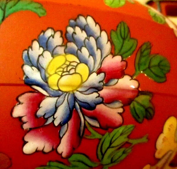 RARE Antique Wedgwood Pottery Enamel Rosso Antico Chinoiserie Teapot w Lid