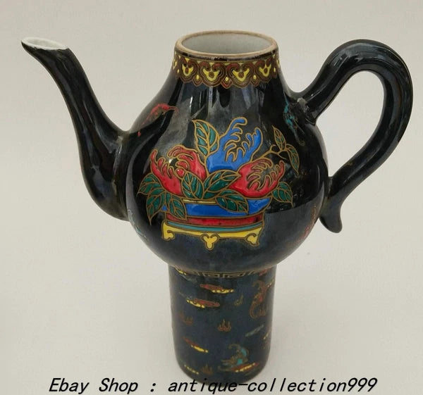 8.6" Qianlong Dynasty Enamel Colour Porcelain Gilt Flower Wine Tea Pot Flagon