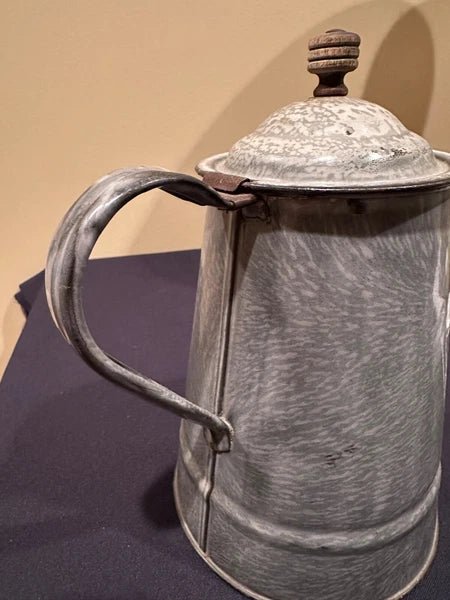 Vintage Gray Agateware Cowboy/Camping Teapot